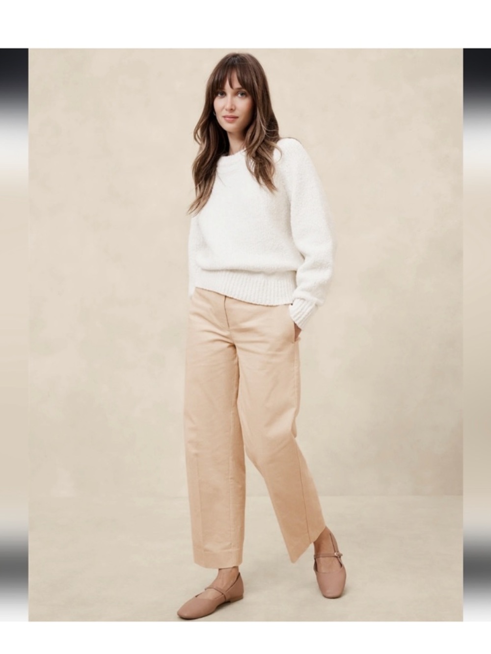 Banana Republic Cream Straight-Leg Pants, New W/Out Tags